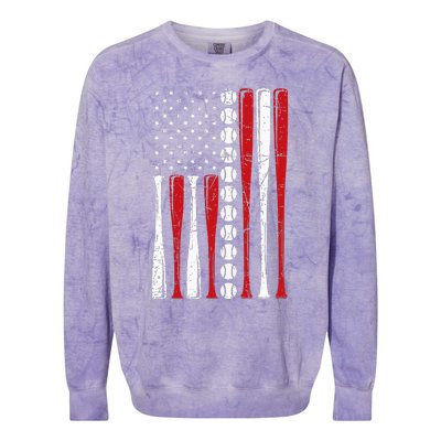 Us American Flag Vintage Baseball Flag Colorblast Crewneck Sweatshirt