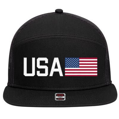 Usa American Flag Patriotic 4th Of July 7 Panel Mesh Trucker Snapback Hat