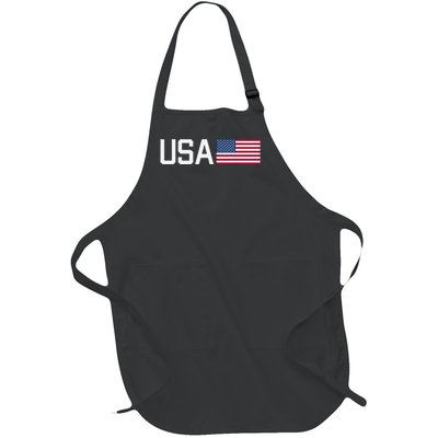 Usa American Flag Patriotic 4th Of July Full-Length Apron With Pockets