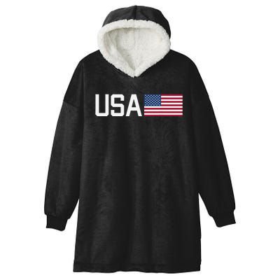 Usa American Flag Patriotic 4th Of July Hooded Wearable Blanket