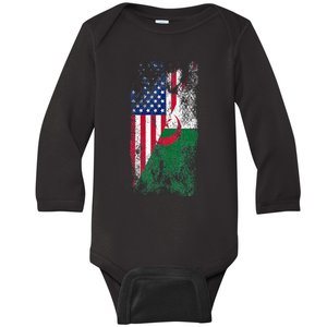 USA Algeria Flags United States of America Algerian Baby Long Sleeve Bodysuit