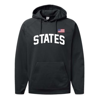 States United USA American Flag United States 4th Of July Performance Fleece Hoodie