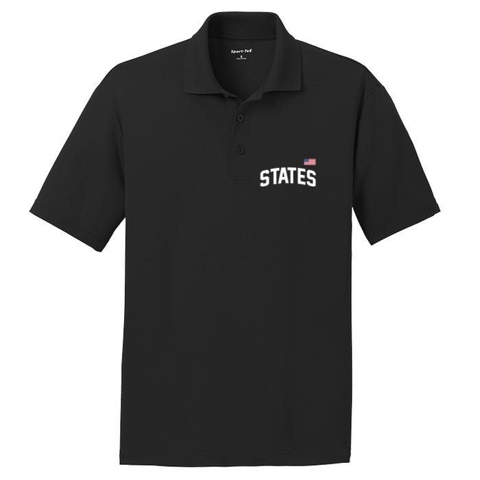 States United USA American Flag United States 4th Of July PosiCharge RacerMesh Polo