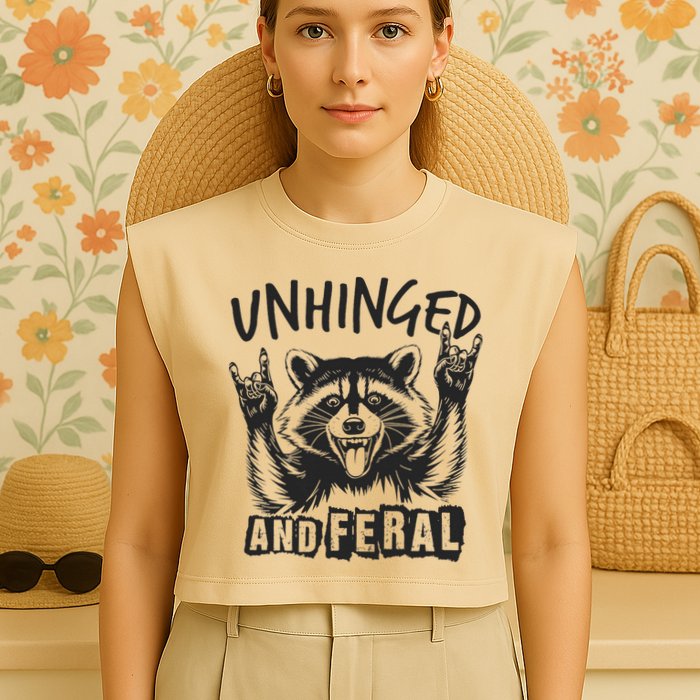 Unhinged and Feral Raccoon  Garment-Dyed Women's Muscle Tee
