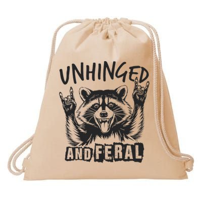 Unhinged and Feral Raccoon  Drawstring Bag
