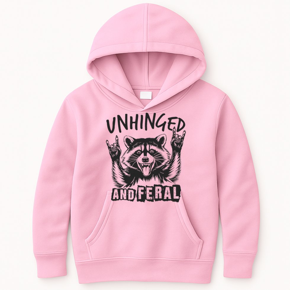 Unhinged and Feral Raccoon  Kids Hoodie