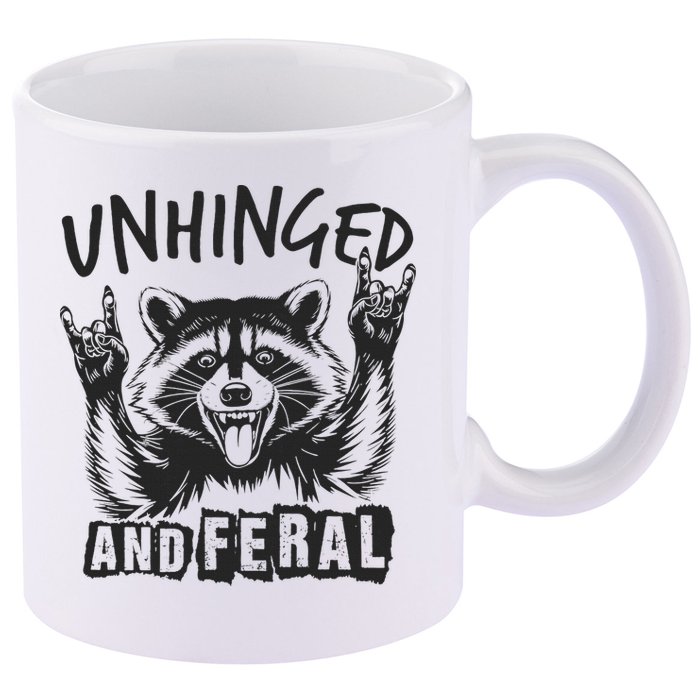Unhinged and Feral Raccoon  11oz C Handle Ceramic Mug