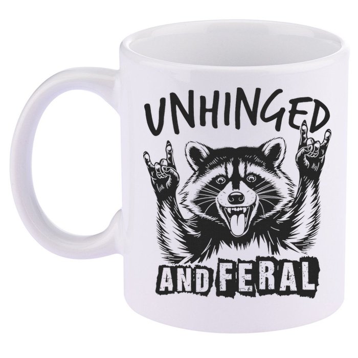 Unhinged and Feral Raccoon  11oz C Handle Ceramic Mug