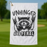 Unhinged and Feral Raccoon  Golf Towel