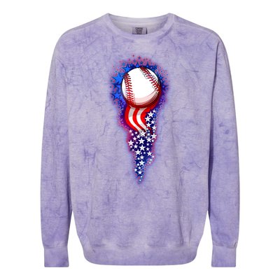 USA American Flag Baseball Star Comet Colorblast Crewneck Sweatshirt