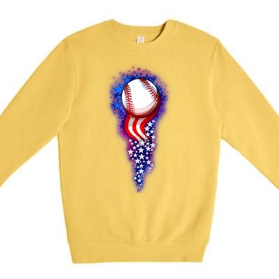 USA American Flag Baseball Star Comet Premium Crewneck Sweatshirt