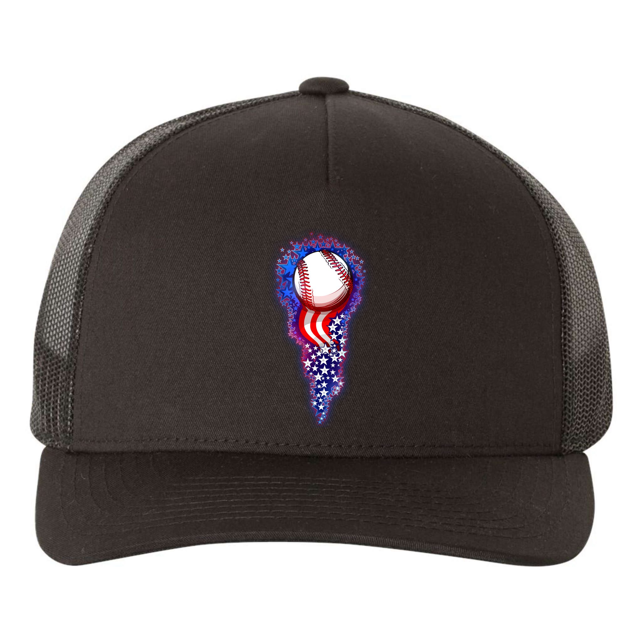 USA American Flag Baseball Star Comet Yupoong Adult 5-Panel Trucker Hat