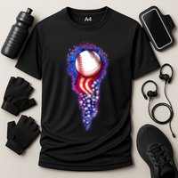 USA American Flag Baseball Star Comet Cooling Performance Crew T-Shirt