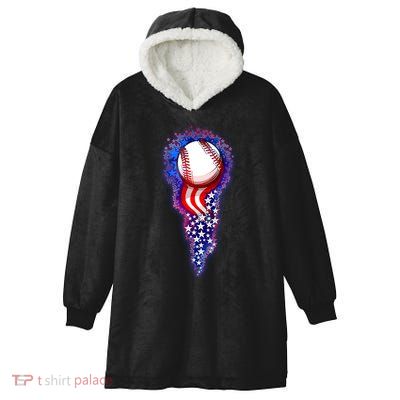 USA American Flag Baseball Star Comet Hooded Wearable Blanket