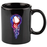 USA American Flag Baseball Star Comet 11oz C Handle Ceramic Mug