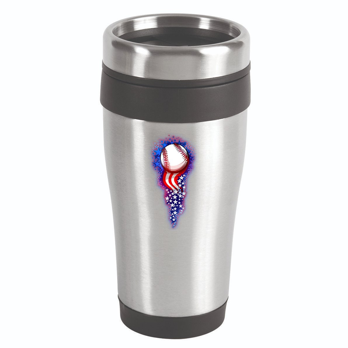 USA American Flag Baseball Star Comet 16oz Travel Tumbler