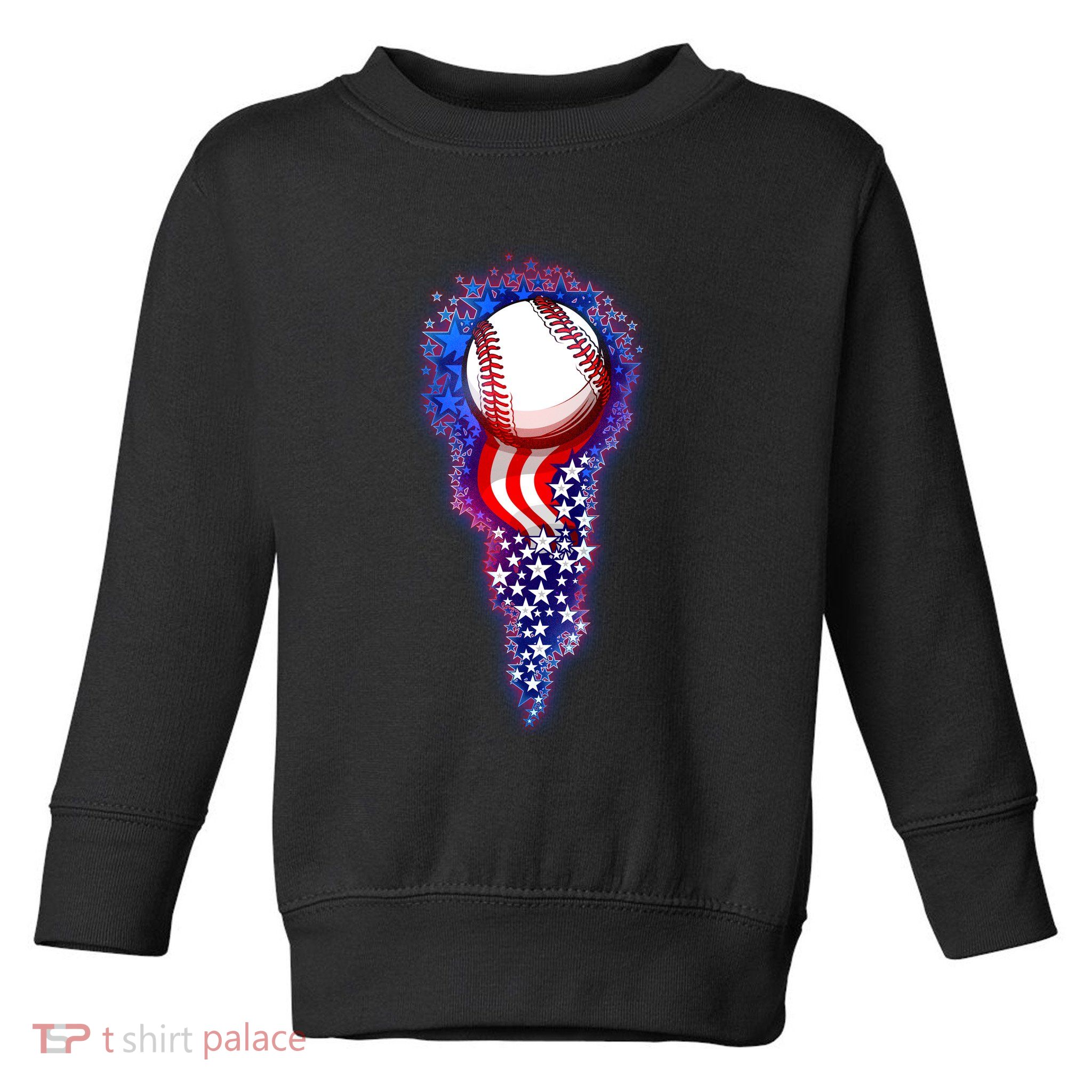 USA American Flag Baseball Star Comet Toddler Sweatshirt
