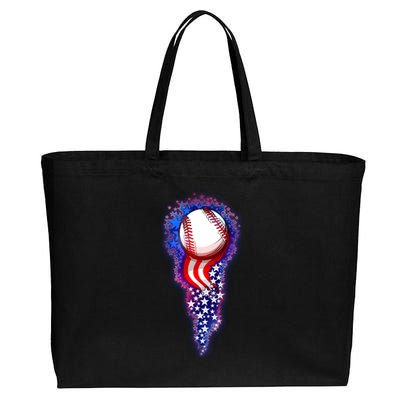 USA American Flag Baseball Star Comet Cotton Canvas Jumbo Tote