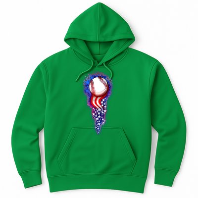 USA American Flag Baseball Star Comet Hoodie