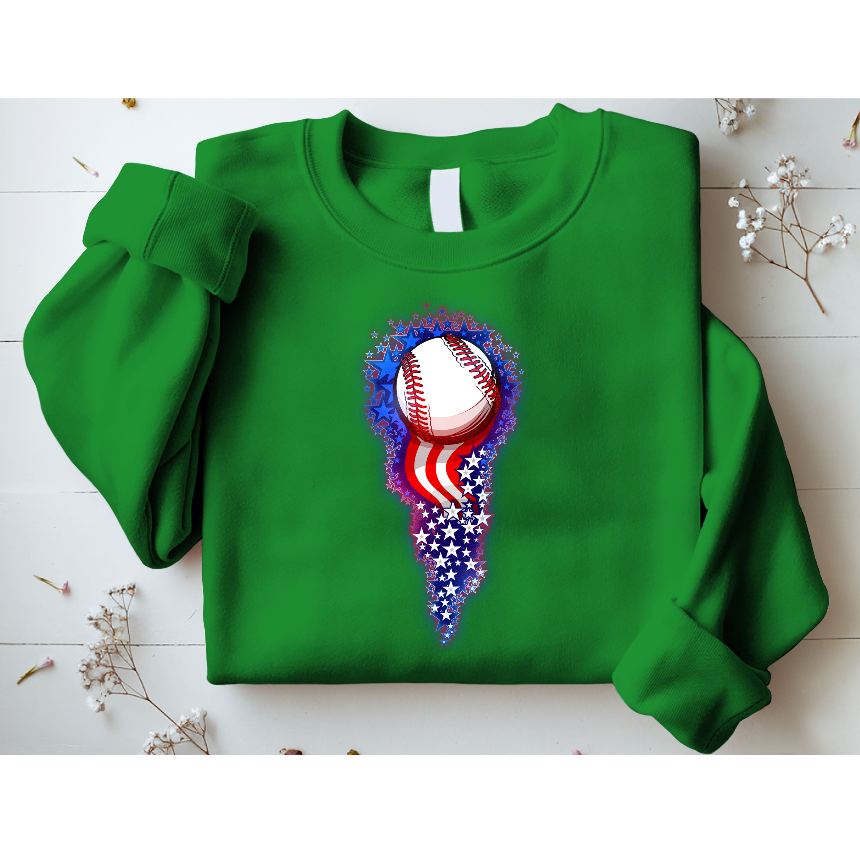 USA American Flag Baseball Star Comet Sweatshirt