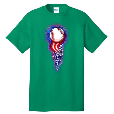 USA American Flag Baseball Star Comet Tall T-Shirt