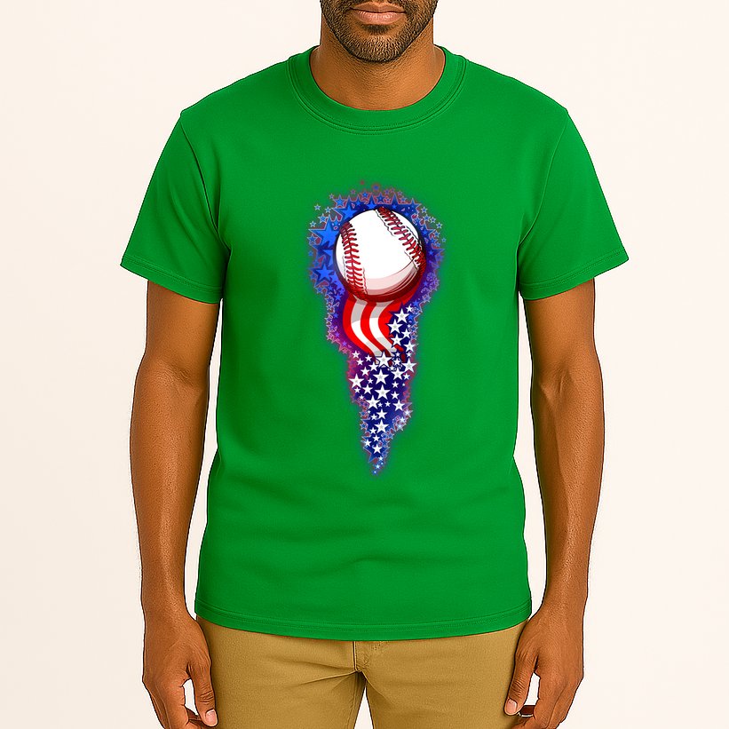 USA American Flag Baseball Star Comet Tall T-Shirt