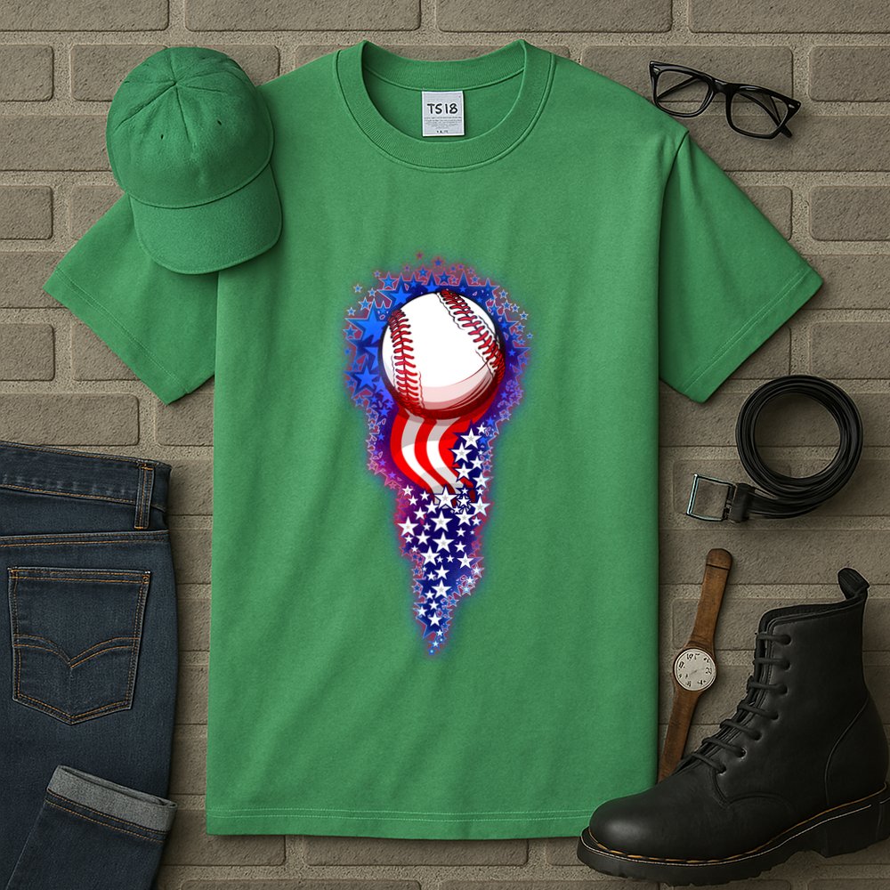 USA American Flag Baseball Star Comet Tall T-Shirt
