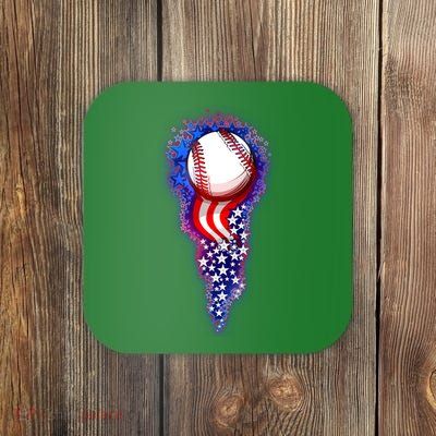 USA American Flag Baseball Star Comet Coaster