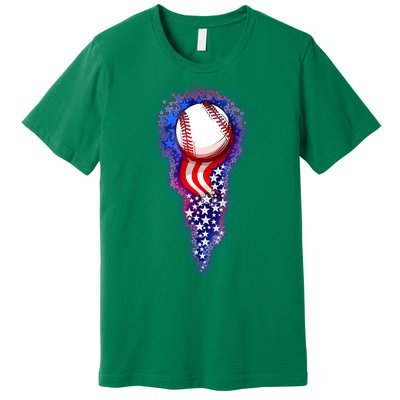 USA American Flag Baseball Star Comet Premium T-Shirt