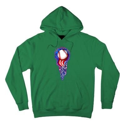 USA American Flag Baseball Star Comet Tall Hoodie