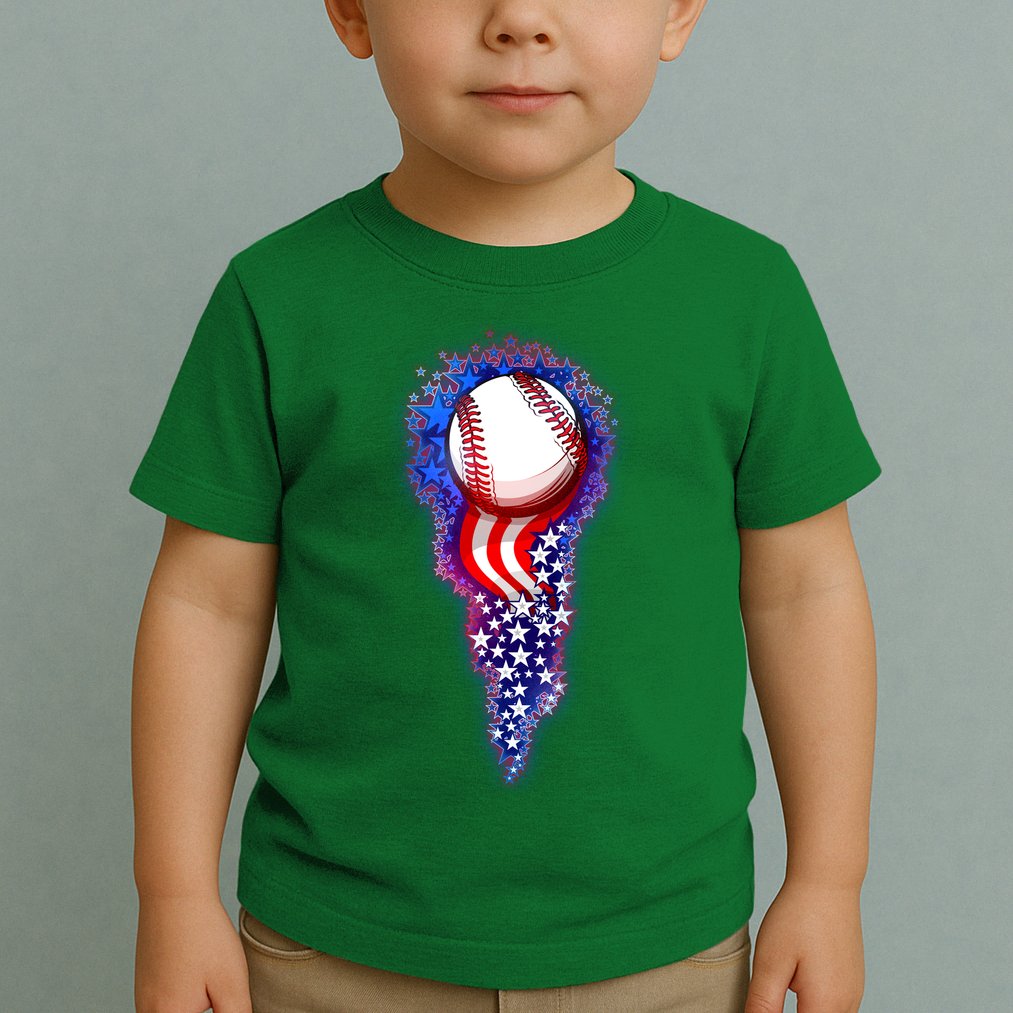 USA American Flag Baseball Star Comet Toddler T-Shirt