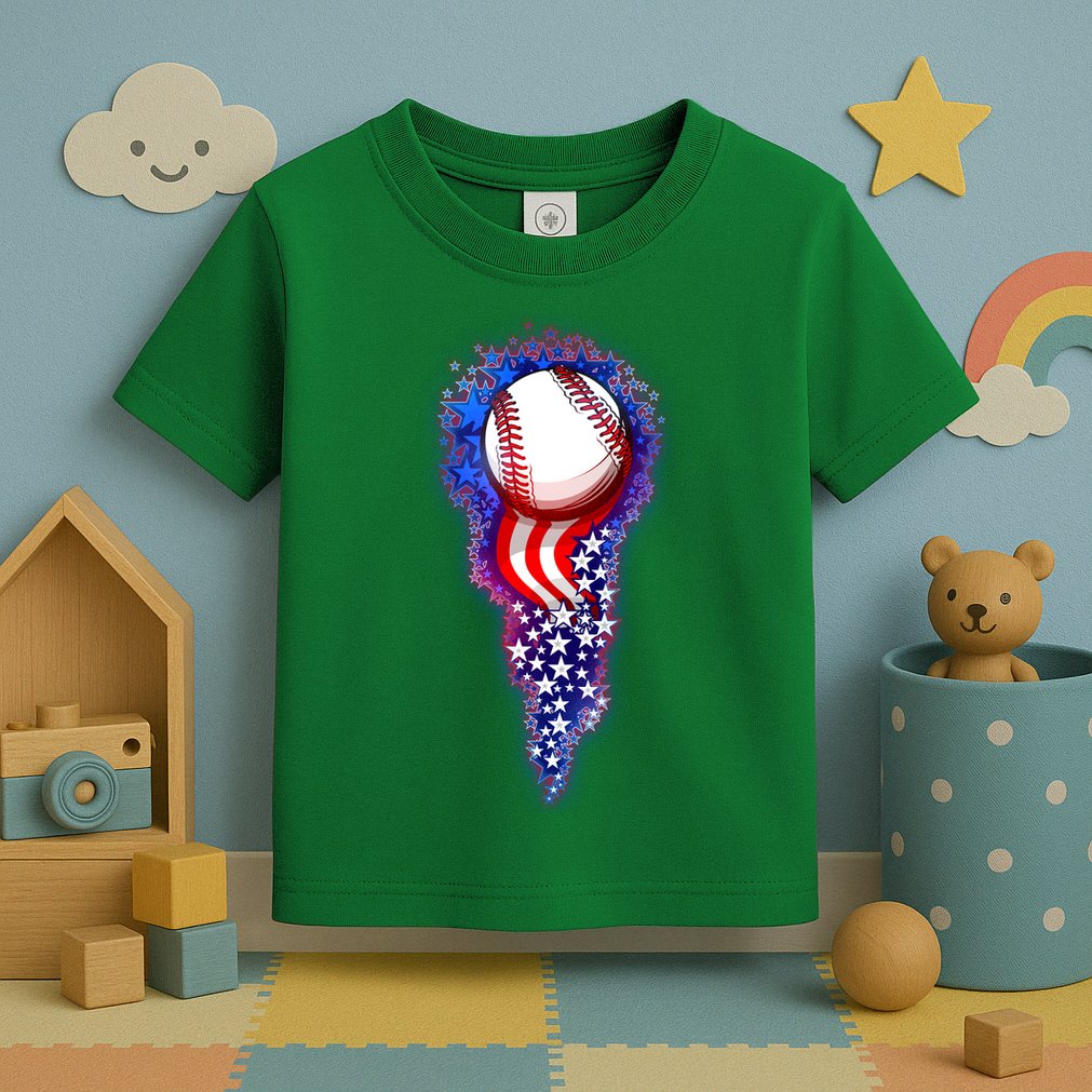 USA American Flag Baseball Star Comet Toddler T-Shirt