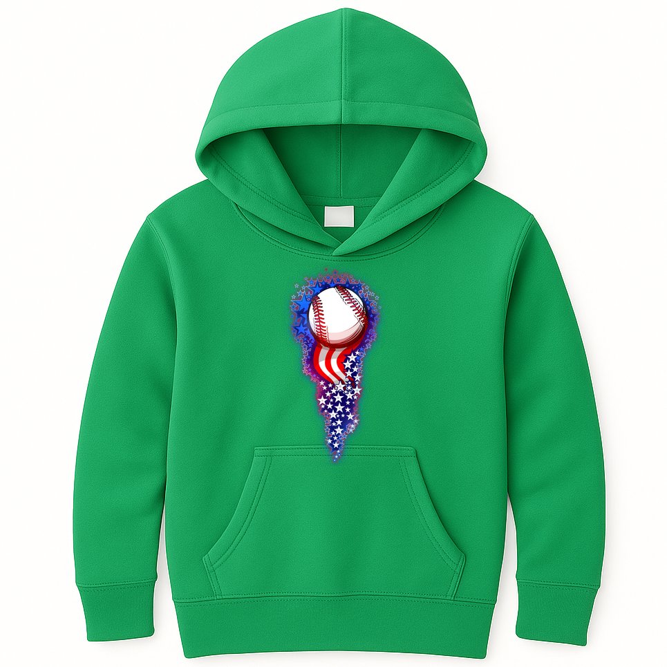 USA American Flag Baseball Star Comet Kids Hoodie