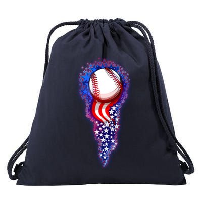 USA American Flag Baseball Star Comet Drawstring Bag