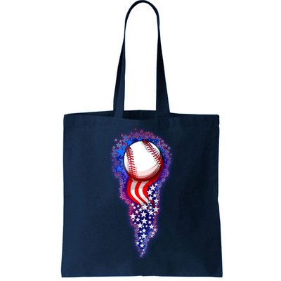 USA American Flag Baseball Star Comet Tote Bag