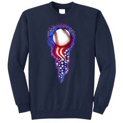 USA American Flag Baseball Star Comet Tall Sweatshirt