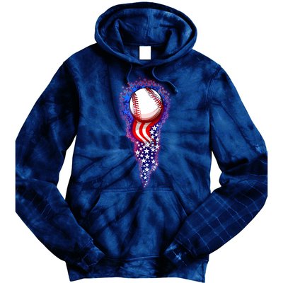 USA American Flag Baseball Star Comet Tie Dye Hoodie