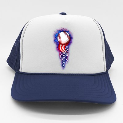 USA American Flag Baseball Star Comet Trucker Hat