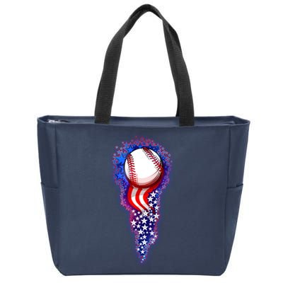 USA American Flag Baseball Star Comet Zip Tote Bag