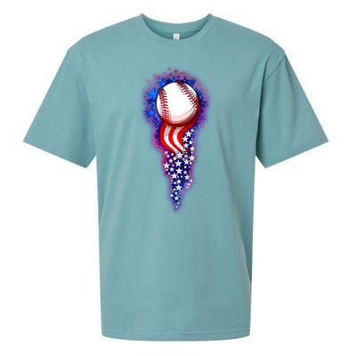 USA American Flag Baseball Star Comet Sueded Cloud Jersey T-Shirt