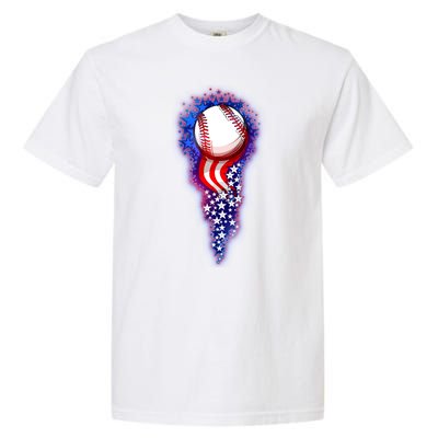 USA American Flag Baseball Star Comet Garment-Dyed Heavyweight T-Shirt