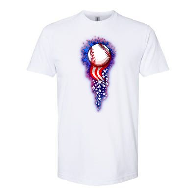 USA American Flag Baseball Star Comet Softstyle® CVC T-Shirt