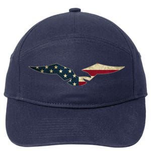 Usa American Flag Colors Eagle Outline Great Gift 7-Panel Snapback Hat