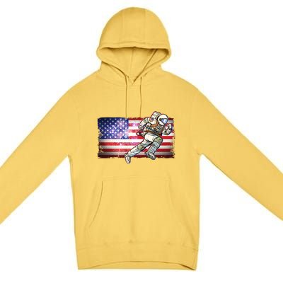 USA American Flag 4th Of July Fireworks Astronaut Premium Pullover Hoodie