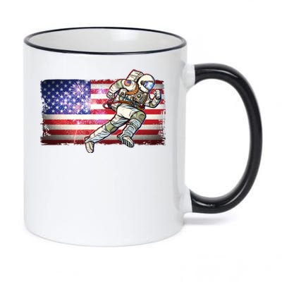 USA American Flag 4th Of July Fireworks Astronaut 11oz Black Color Changing Mug