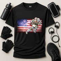 USA American Flag 4th Of July Fireworks Astronaut Cooling Performance Crew T-Shirt