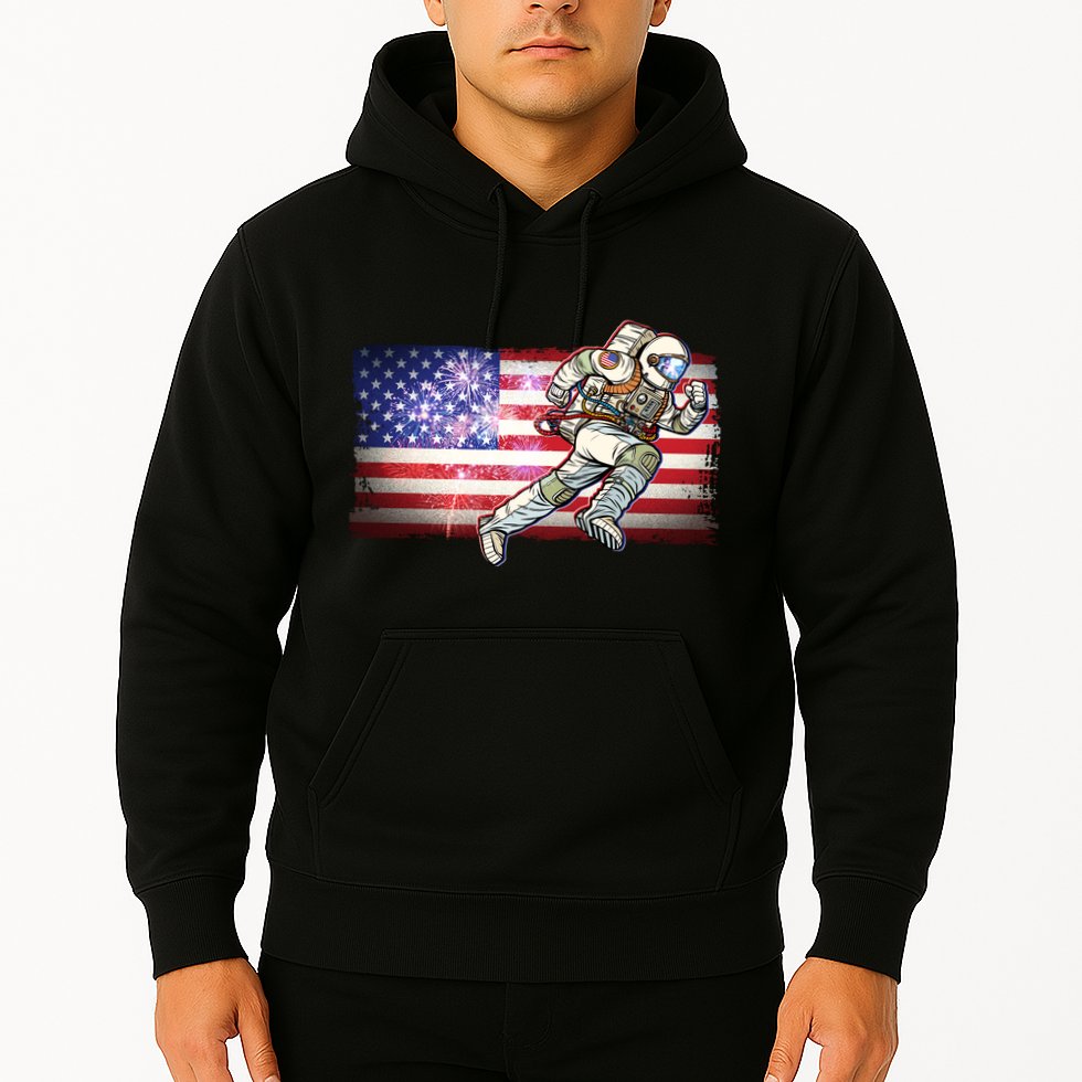 USA American Flag 4th Of July Fireworks Astronaut Hoodie