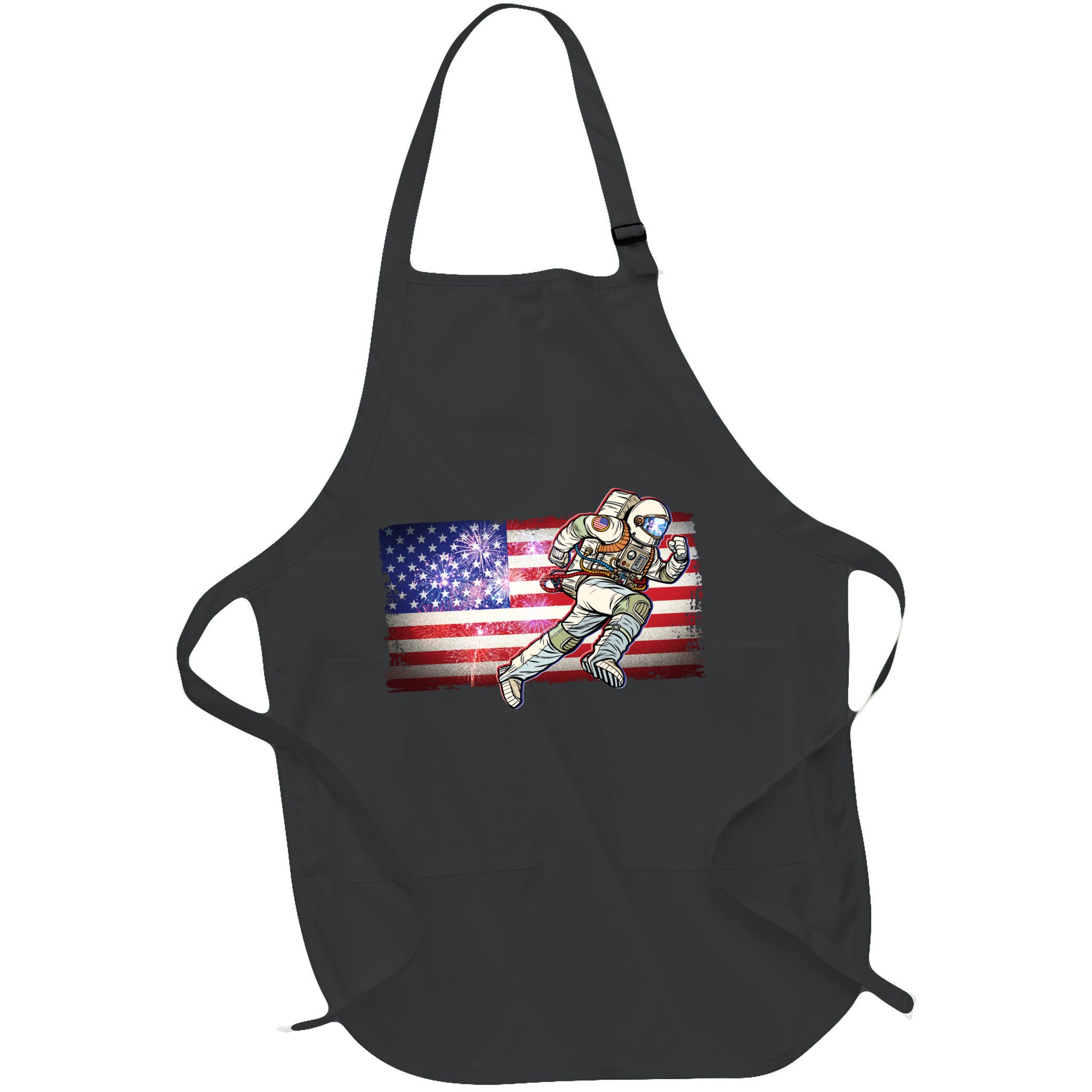 USA American Flag 4th Of July Fireworks Astronaut Apron