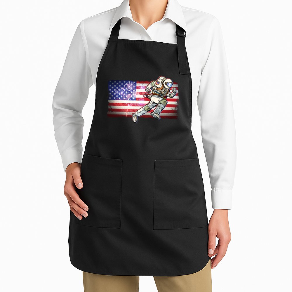 USA American Flag 4th Of July Fireworks Astronaut Apron
