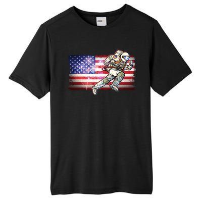 USA American Flag 4th Of July Fireworks Astronaut Tall Fusion ChromaSoft Performance T-Shirt